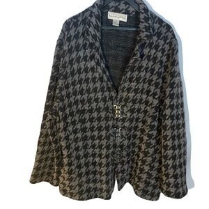 Vintage Vilxi International Black & Gray Houndstooth Jacket button closure 2X